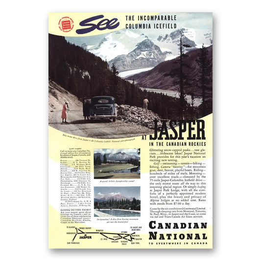 1939 Canadian National Railways Columbia Icefield Vintage Magazine Print Ad