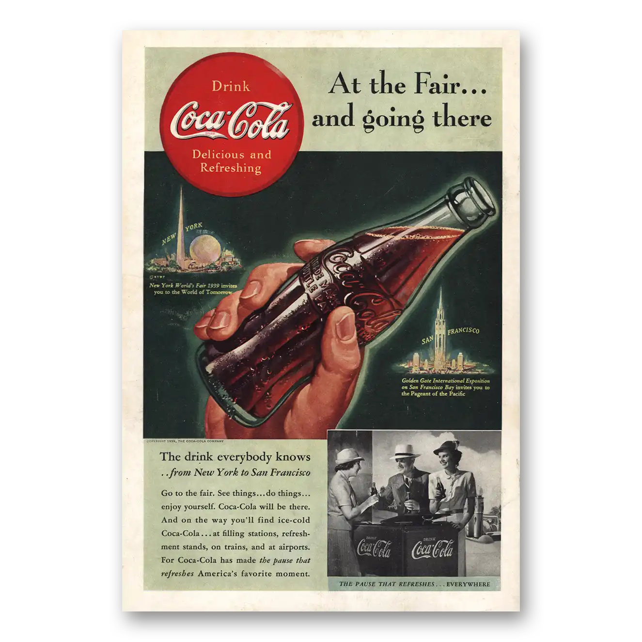 1939 Coca Cola At the Fair and Going There Vintage Magazine Print Ad