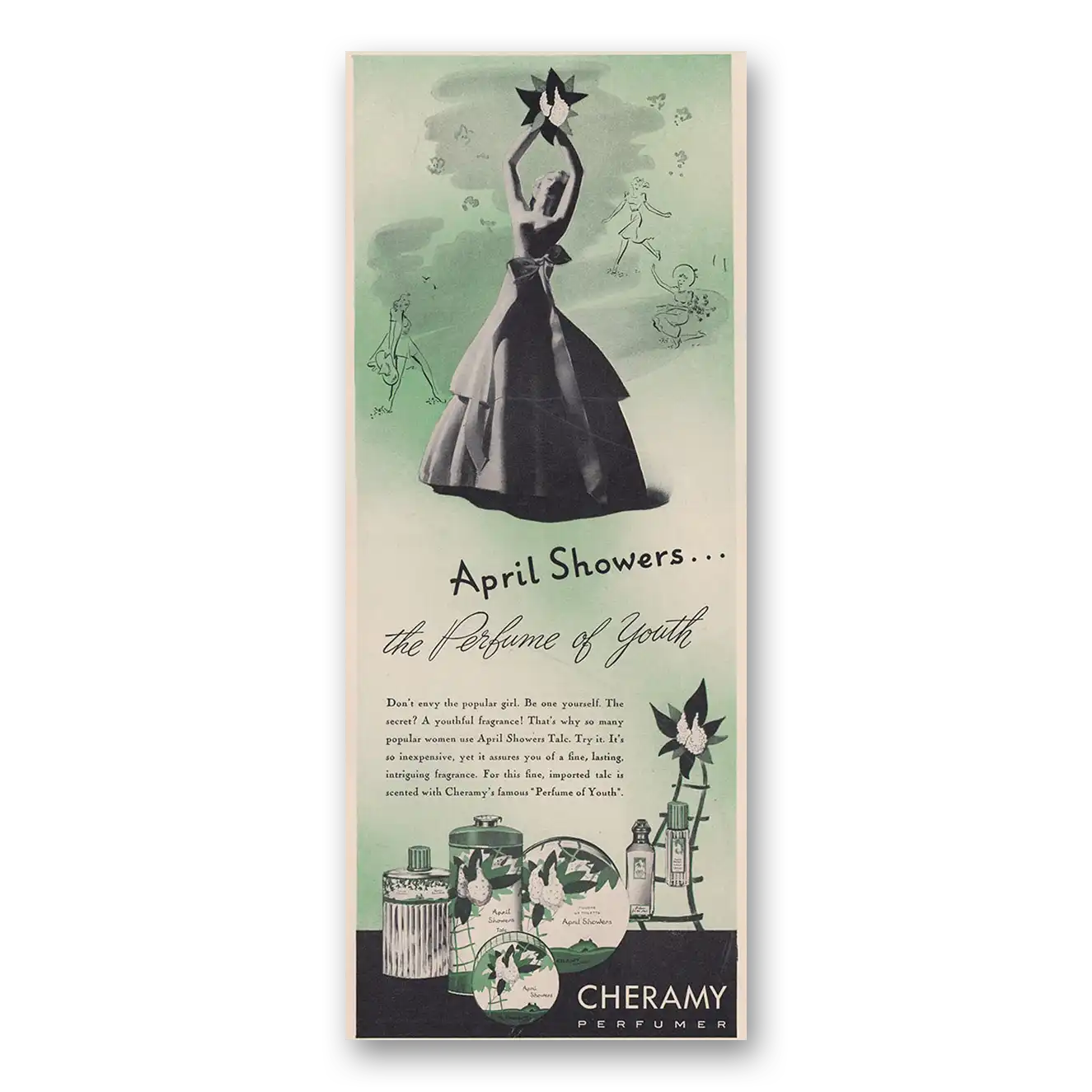 1939 April Showers Perfume Perfume of Youth Vintage Magazine Print Ad