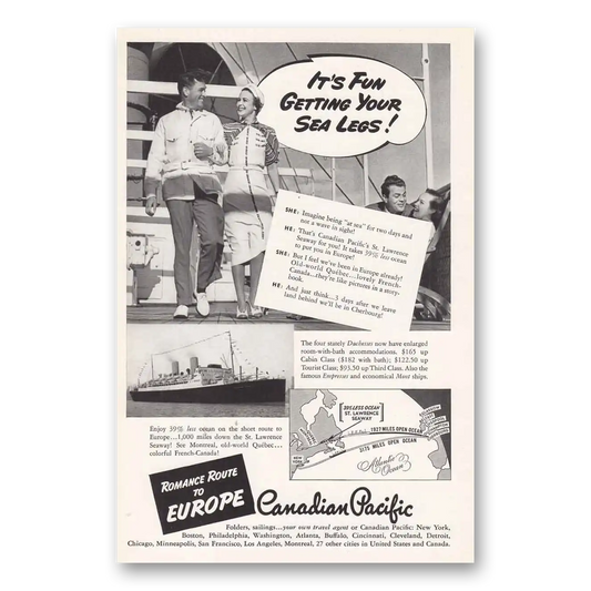 1939 Canadian Pacific Fun Getting Your Sea Legs Vintage Magazine Print Ad