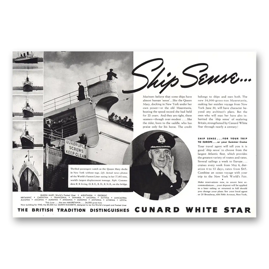 1939 White Star Line White Star Ship Sense Vintage Magazine Print Ad