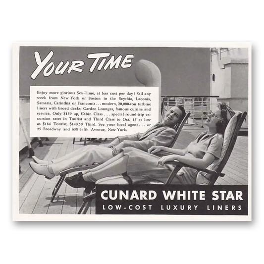 1939 White Star Line White Star Your Time Vintage Magazine Print Ad