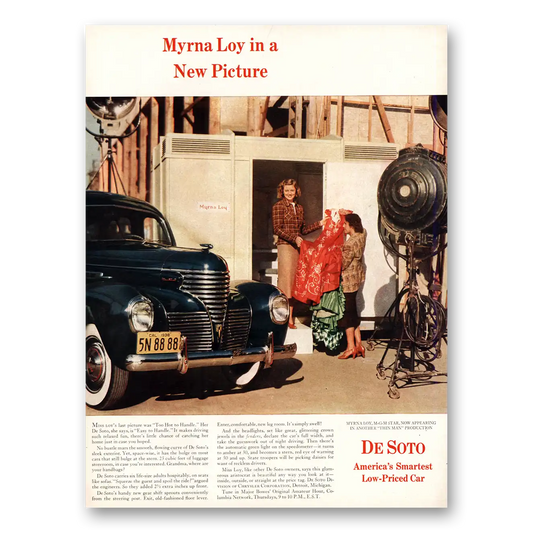 1939 DeSoto Myrna Loy In a New Picture Vintage Magazine Print Ad