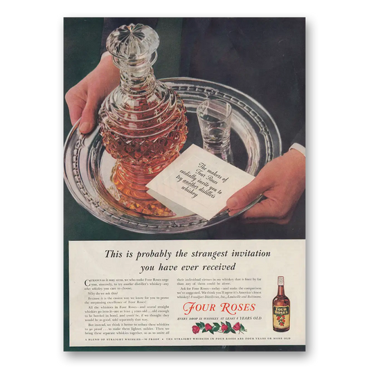 1939 Four Roses Strangest Invitation You Have Ever Received Vintage Magazine Print Ad