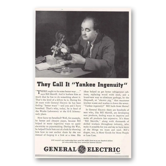 1939 General Electric Yankee Ingenuity Vintage Magazine Print Ad