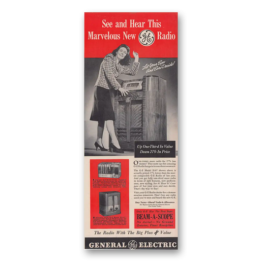 1939 General Electric Radio See and Hear Beam a Scope Vintage Magazine Print Ad