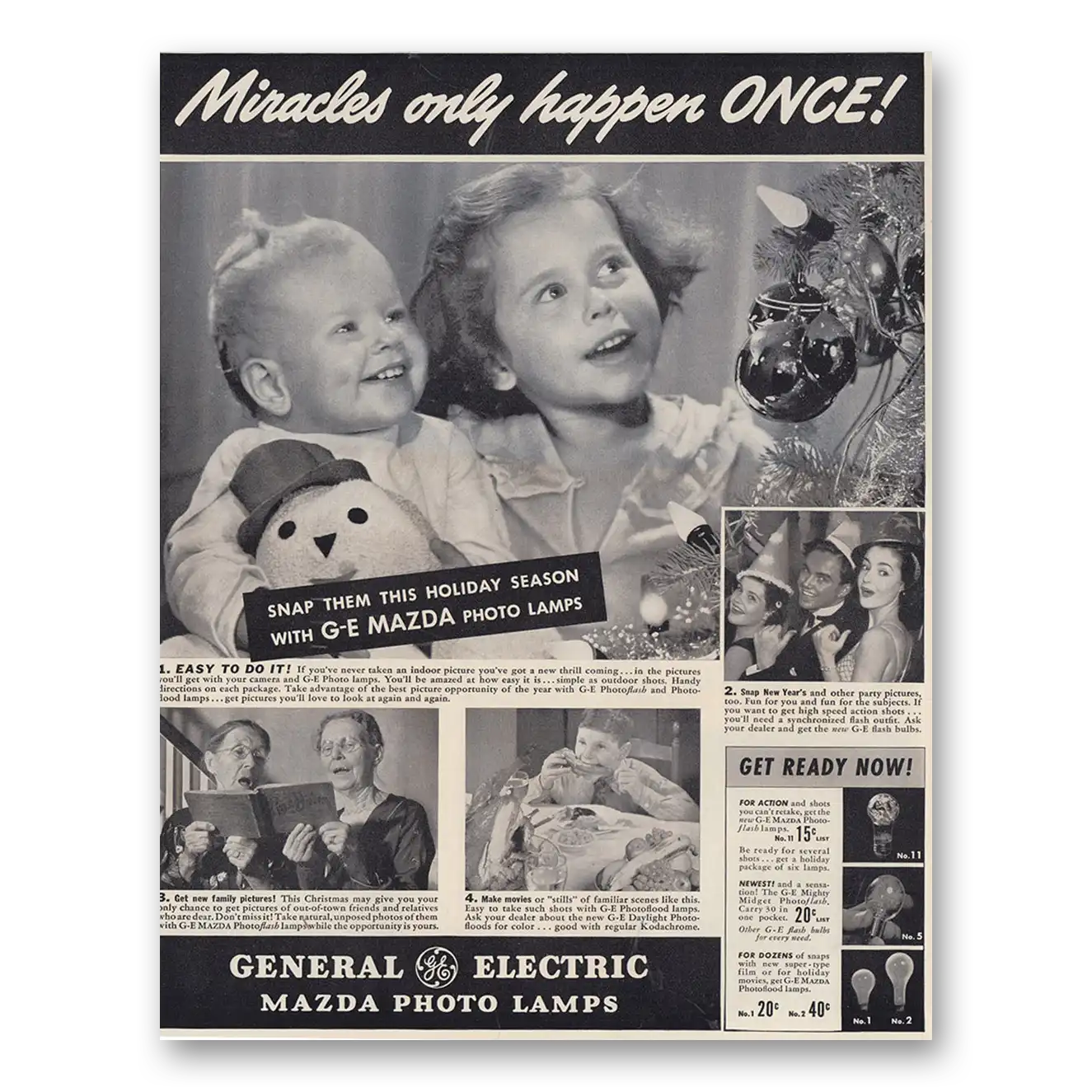 1939 Mazda Lamps Miracles Only Happen Once Vintage Magazine Print Ad