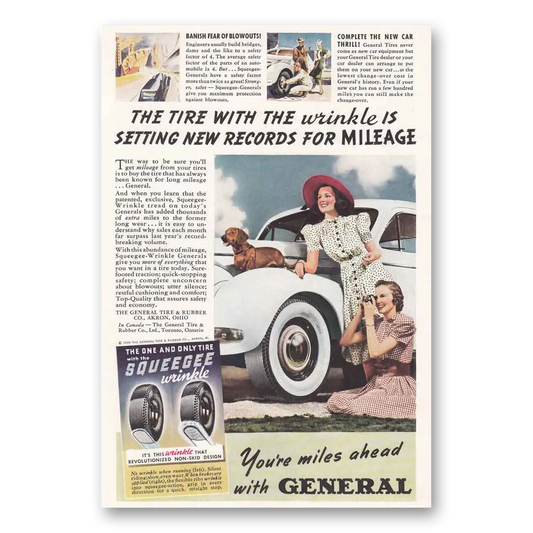 1939 General Tire Tire With the Wrinkle Vintage Magazine Print Ad