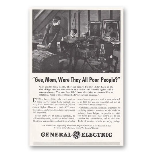 1939 General Electric Gee Mom Were They All Poor People Vintage Magazine Print Ad