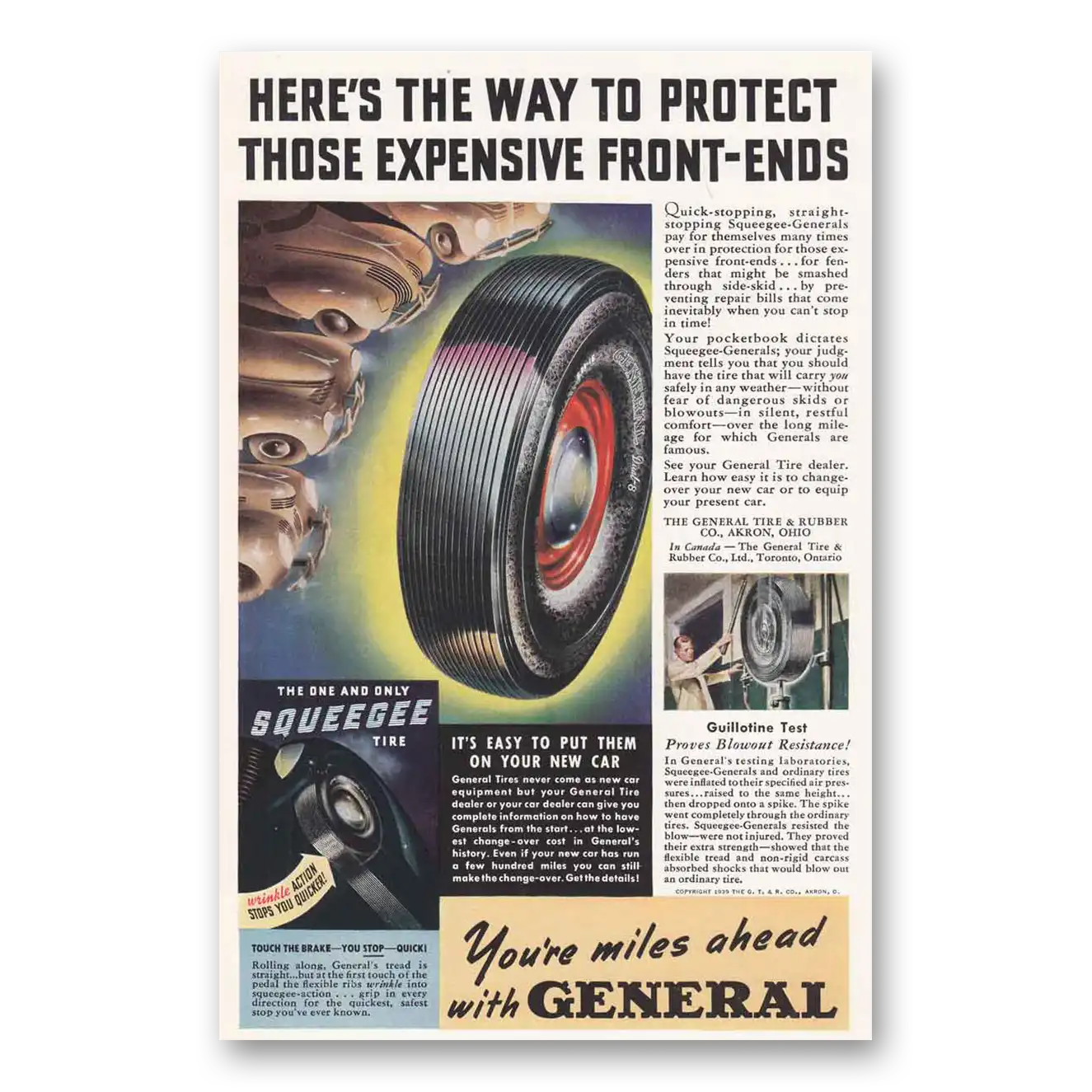 1939 General Tire Protect Those Expensive Front Ends Vintage Magazine Print Ad