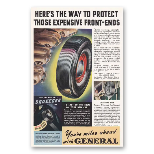 1939 General Tire Protect Those Expensive Front Ends Vintage Magazine Print Ad