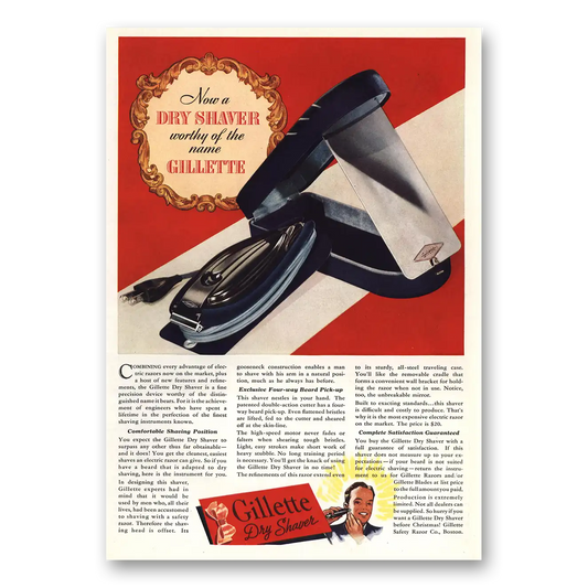 1938 Gillette Worthy of the Name Vintage Magazine Print Ad