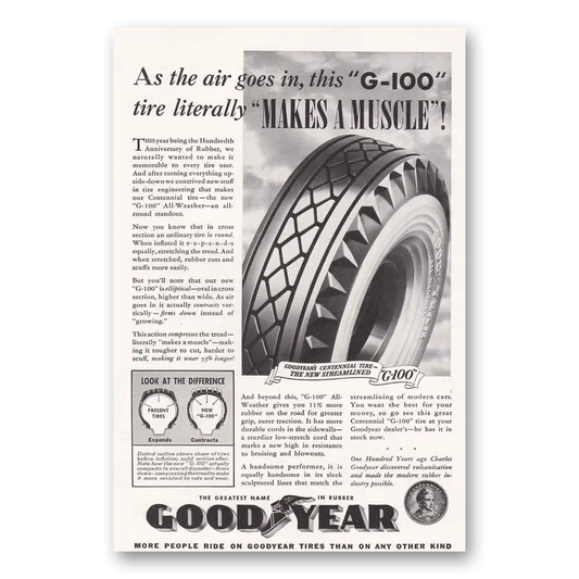 1939 Goodyear Tires G100 Makes a Muscle Vintage Magazine Print Ad