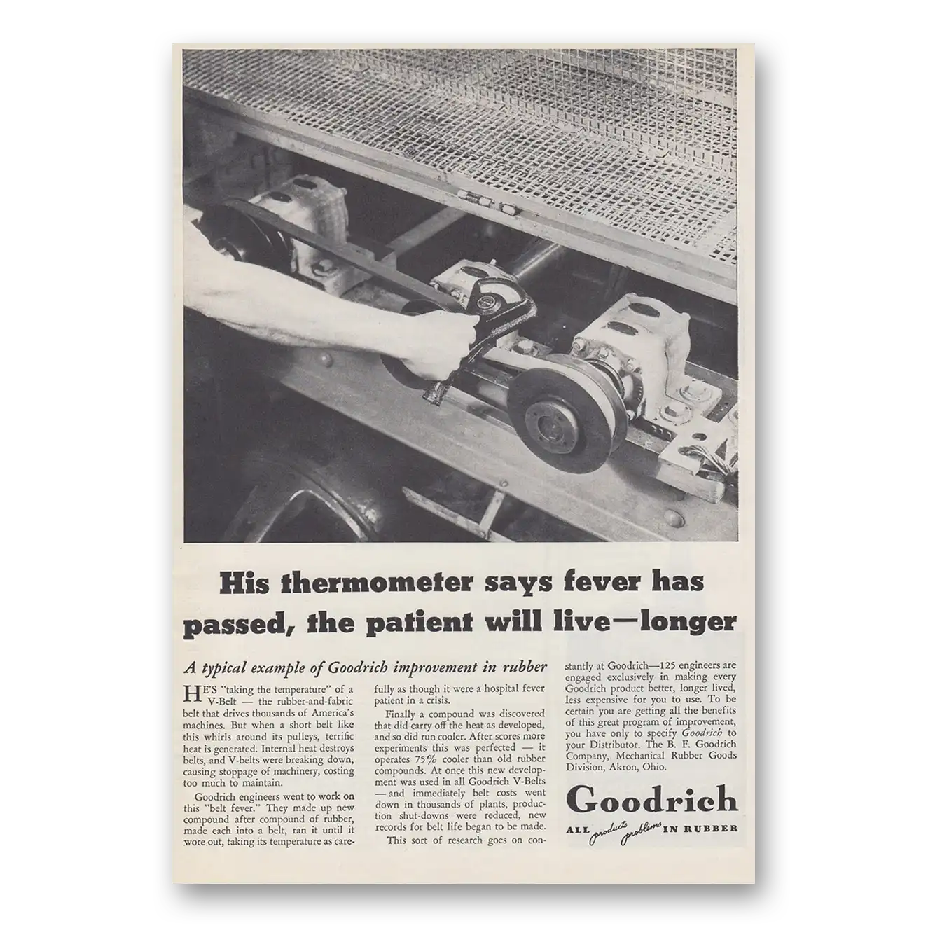 1939 Goodrich Tires His Thermometer Says Fever Vintage Magazine Print Ad