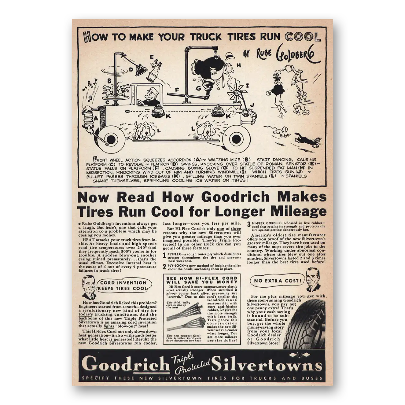 1939 Goodrich Silvertown Tires Make Your Truck Tires Run Cool Vintage Magazine Print Ad