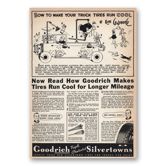 1939 Goodrich Silvertown Tires Make Your Truck Tires Run Cool Vintage Magazine Print Ad