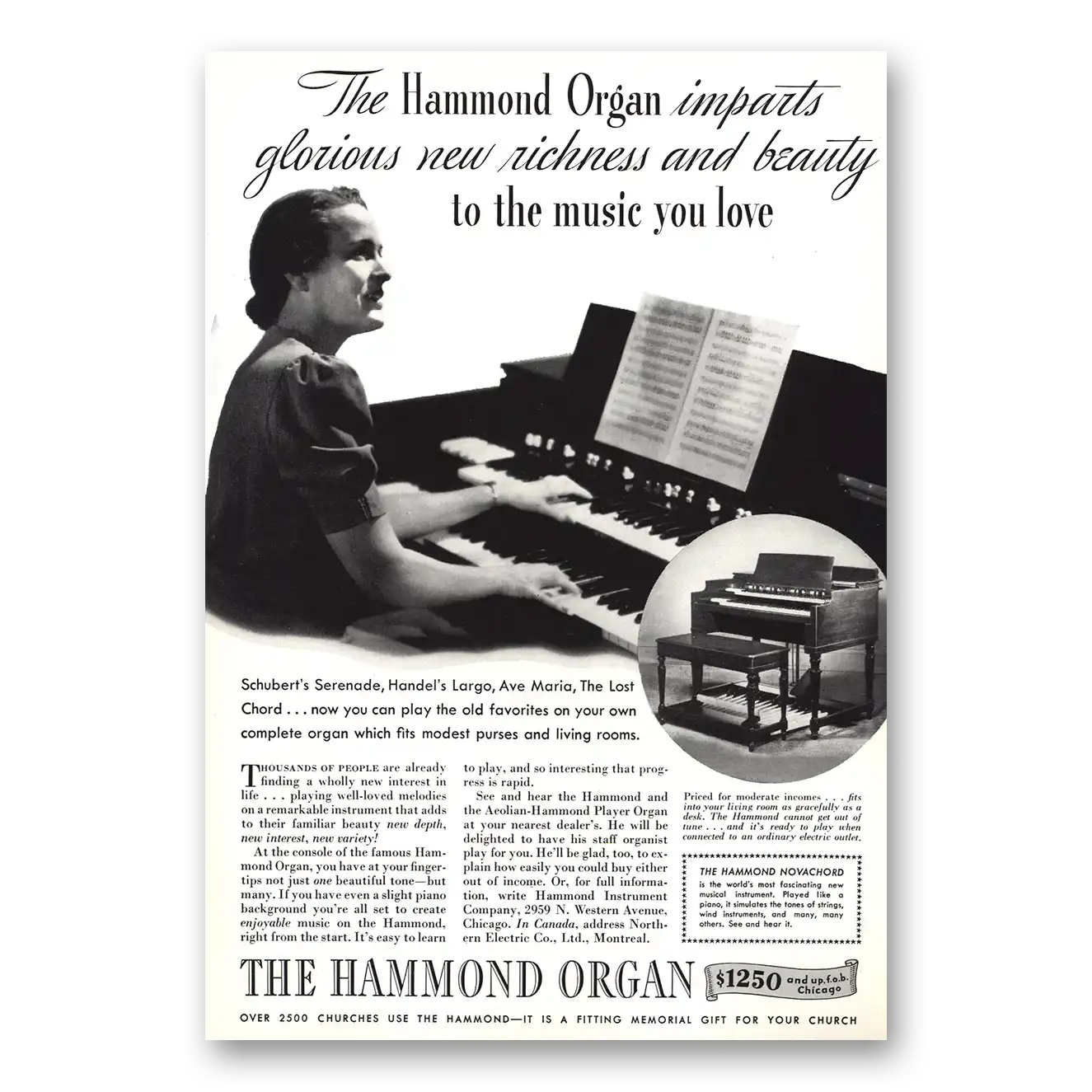 1939 Hammond Organ Imparts Glorious New Richness Vintage Magazine Print Ad