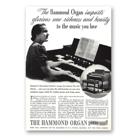 1939 Hammond Organ Imparts Glorious New Richness Vintage Magazine Print Ad