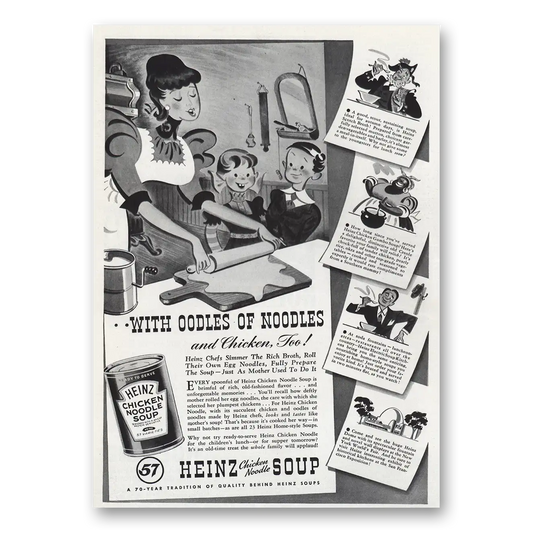 1939 Heinz Soup Oodles of Noodles and Chicken Too Vintage Magazine Print Ad