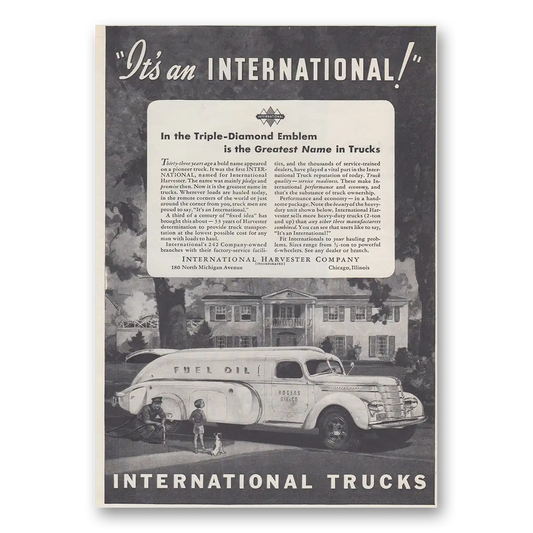 1939 International Trucks Triple Diamond Emblem Vintage Magazine Print Ad