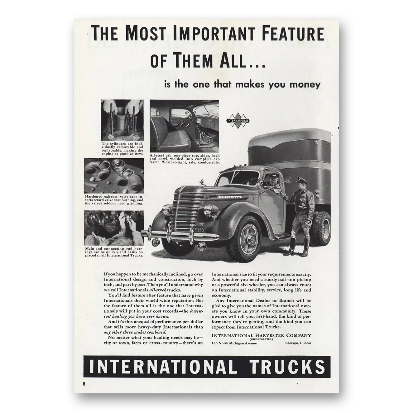 1939 International Trucks Most Important Feature Vintage Magazine Print Ad