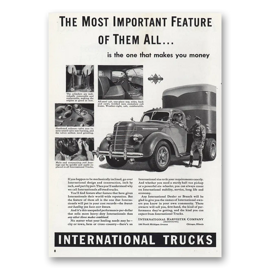 1939 International Trucks Most Important Feature Vintage Magazine Print Ad