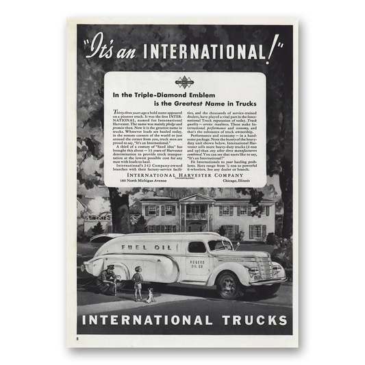 1939 International Trucks Triple Diamond Fuel Oil Vintage Magazine Print Ad