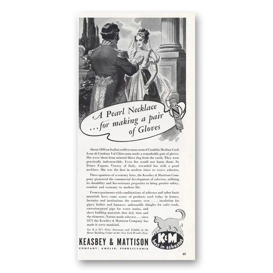 1939 Keasbey & Mattison Pearl Necklace Making Pair of Gloves Vintage Magazine Print Ad