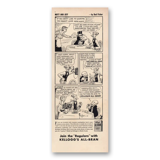 1939 Kelloggs All Bran Cereal Mutt and Jeff Vintage Magazine Print Ad