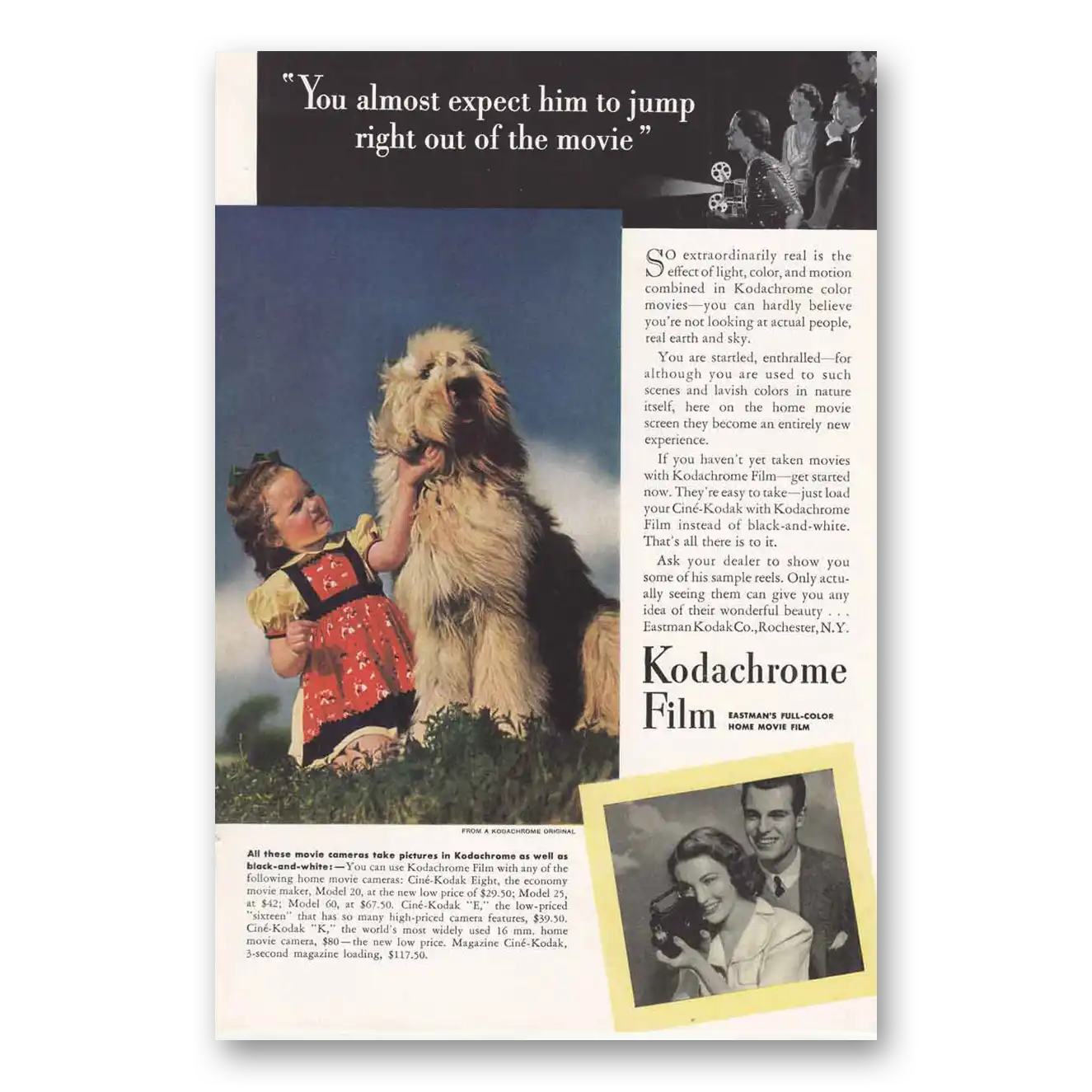 1939 Kodachrome Film Jump Right Out of the Movie Vintage Magazine Print Ad