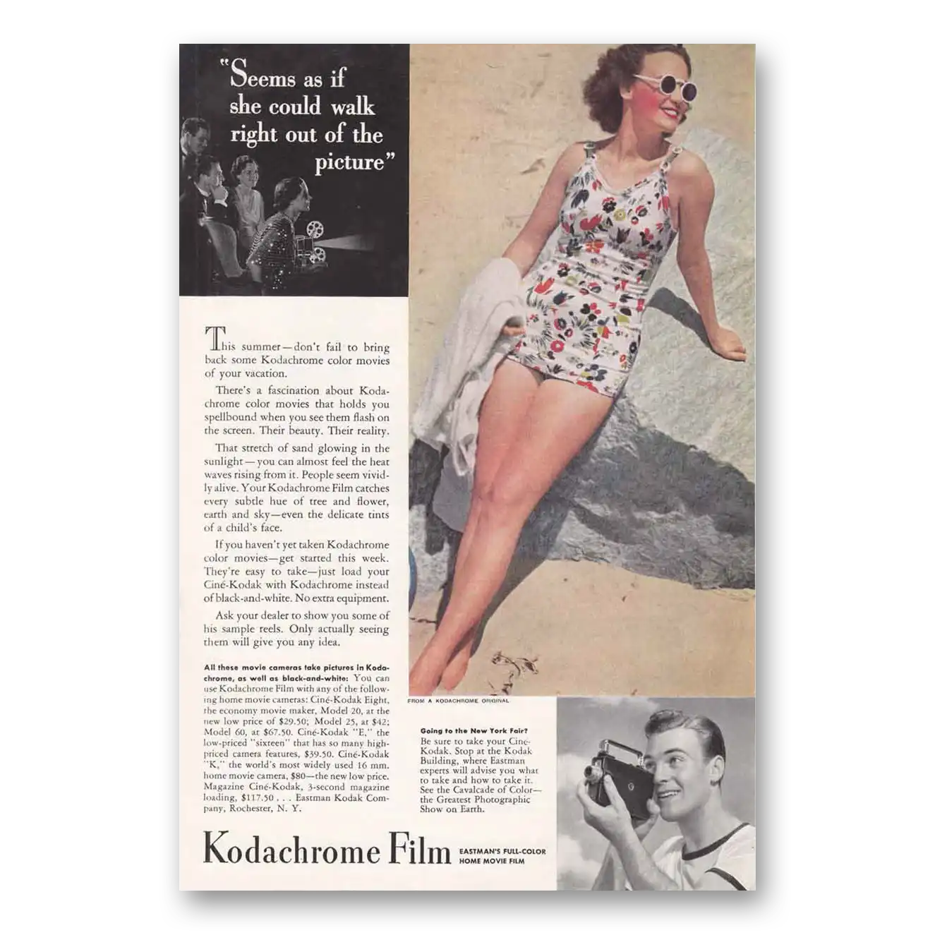 1939 Kodachrome Film Walk Right Out of the Picture Vintage Magazine Print Ad