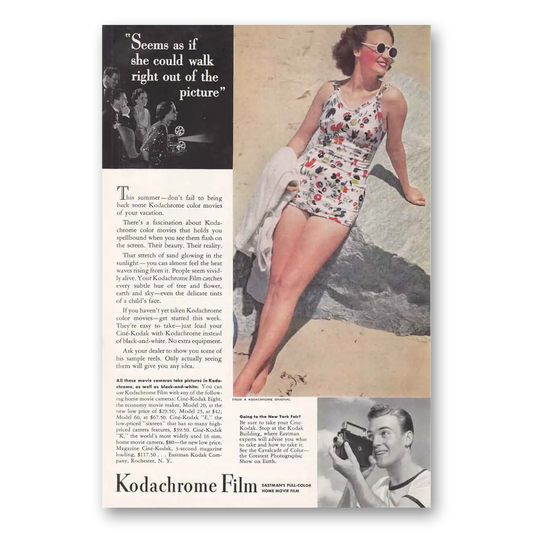 1939 Kodachrome Film Walk Right Out of the Picture Vintage Magazine Print Ad