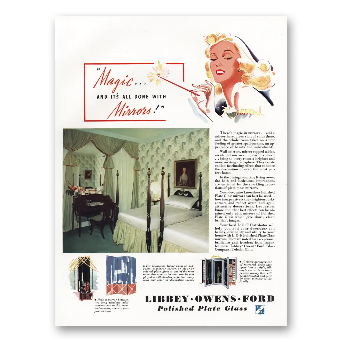 1939 Polished Plate Glass Magic Done With Mirrors Vintage Magazine Print Ad