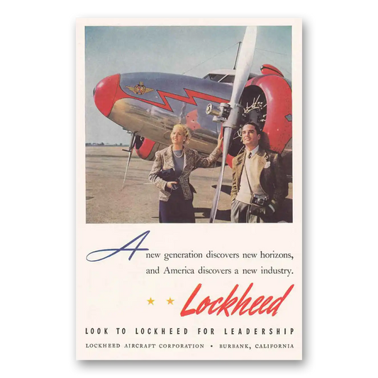 1939 Lockheed New Generation Discovers New Horizons Vintage Magazine Print Ad