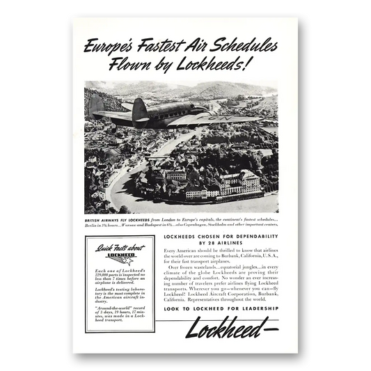 1939 Lockheed British Airways Fly Lockheeds Vintage Magazine Print Ad