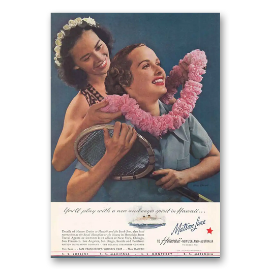 1939 Matson Line Play New Eager Spirit Hawaii Vintage Magazine Print Ad