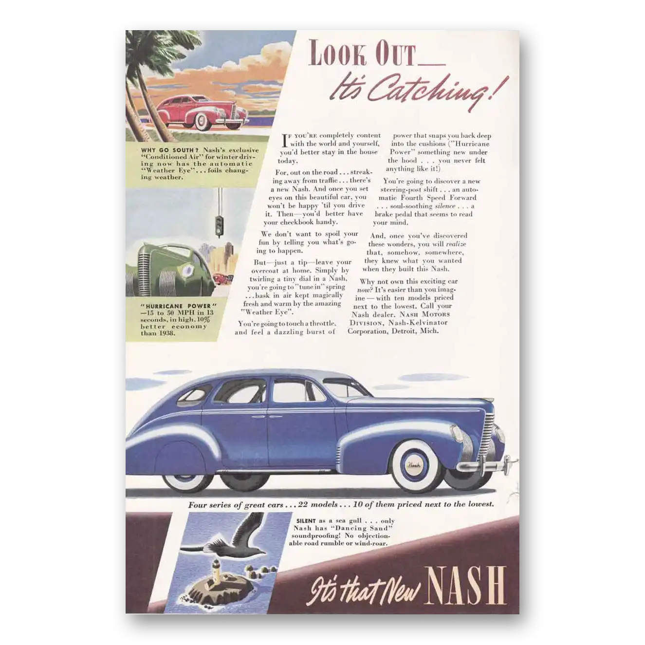 1938 Nash Motors Look Out Its Catching Vintage Magazine Print Ad