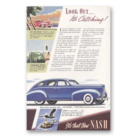 1938 Nash Motors Look Out Its Catching Vintage Magazine Print Ad