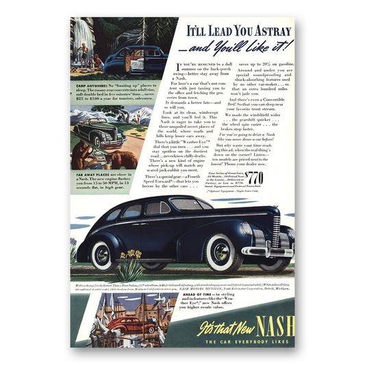 1939 Nash Motors Lead You Astray Vintage Magazine Print Ad