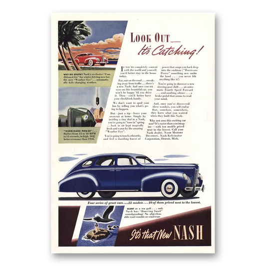 1939 Nash Motors Catching Vintage Magazine Print Ad