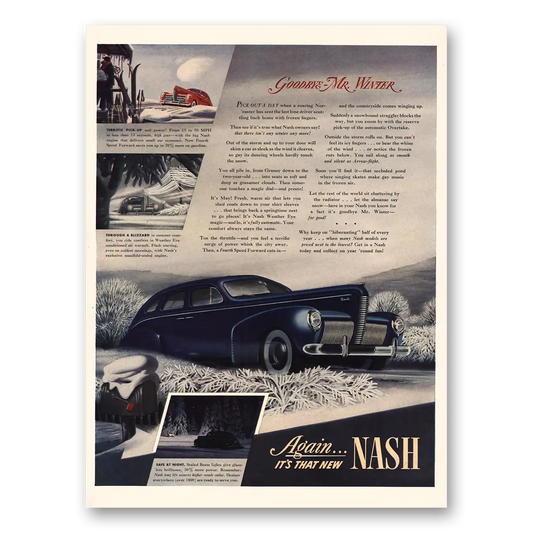 1939 Nash Motors Goodbye Mr Winter Vintage Magazine Print Ad