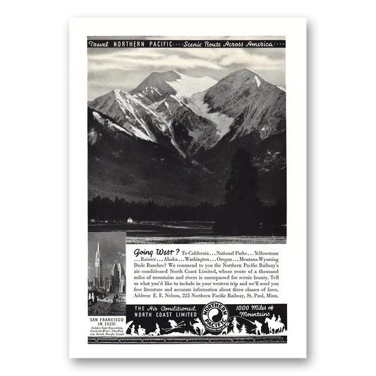 1939 Northern Pacific Railway Going West Air Conditioning Vintage Magazine Print Ad