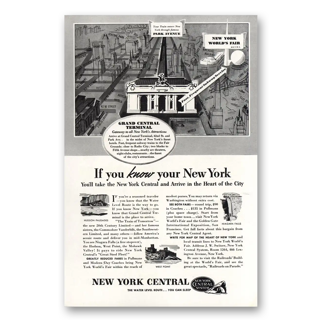 1939 New York Central Grand Central Terminal New York Vintage Magazine Print Ad