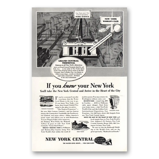 1939 New York Central Grand Central Terminal New York Vintage Magazine Print Ad