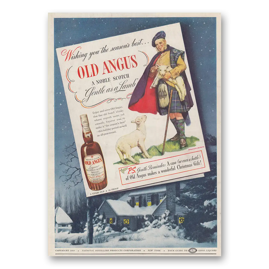 1939 Old Angus Whisky Wishing You the Seasons Best Vintage Magazine Print Ad