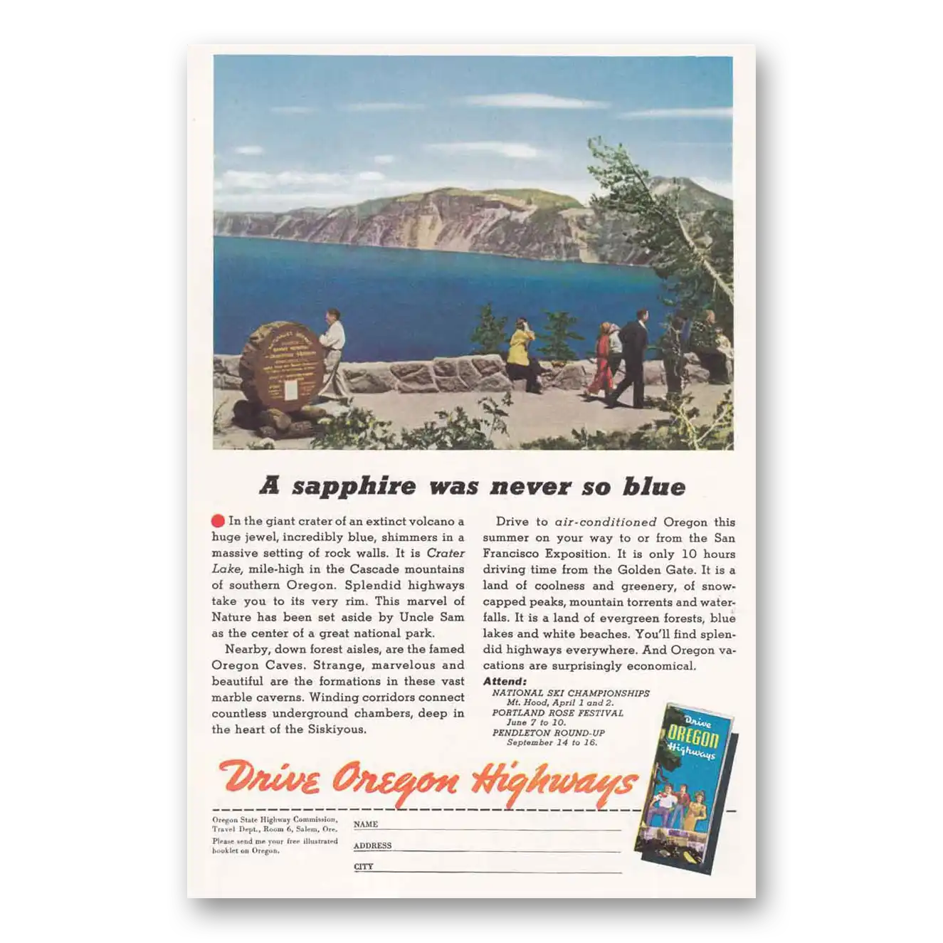 1939 Oregon Sapphire Was Never So Blue Vintage Magazine Print Ad