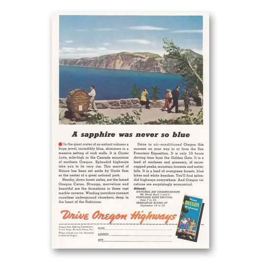 1939 Oregon Sapphire Was Never So Blue Vintage Magazine Print Ad