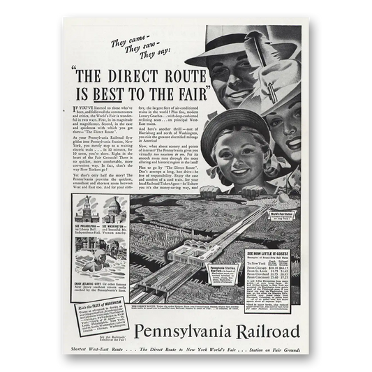 1939 Pennsylvania Railroad Direct Route to the Fair Vintage Magazine Print Ad