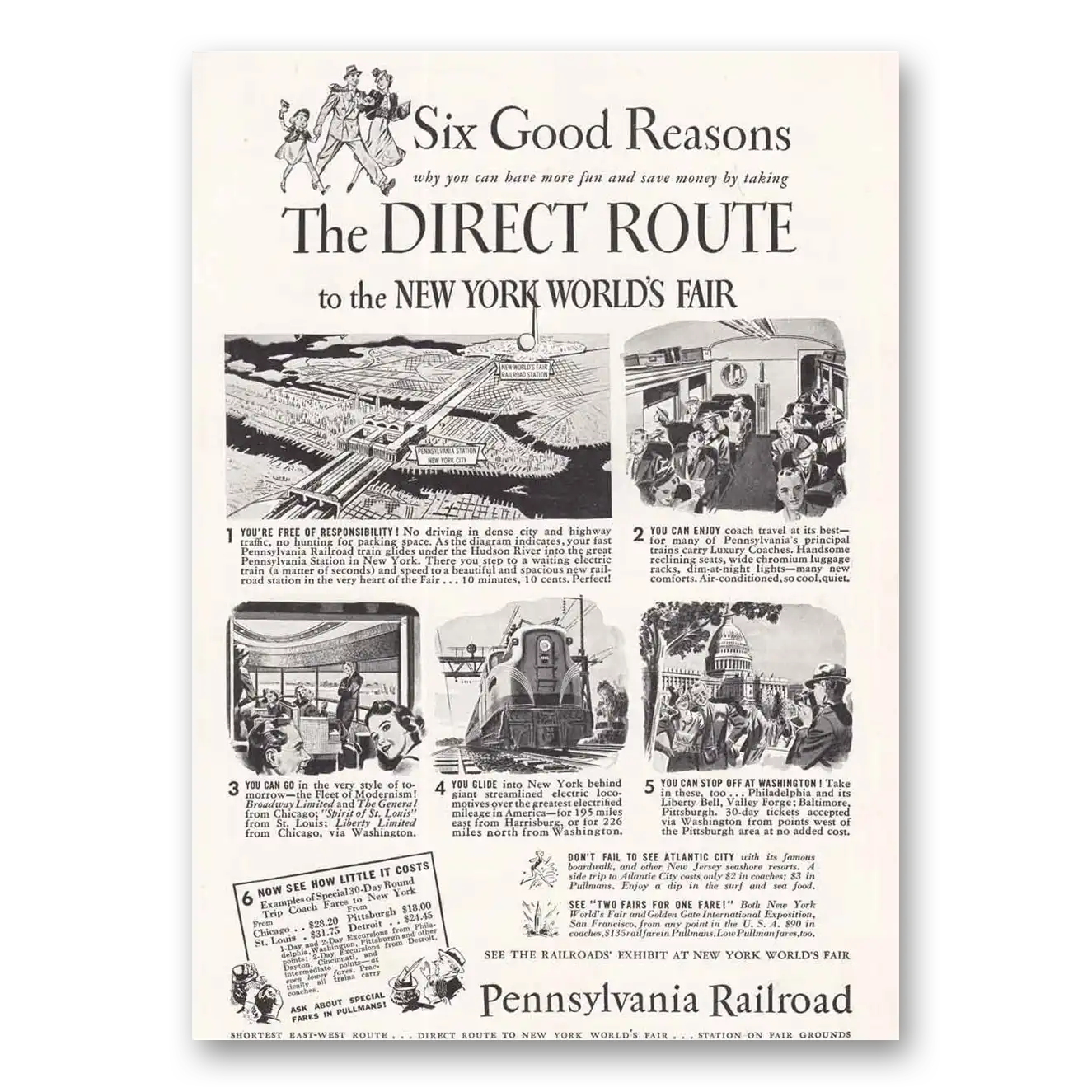 1939 Pennsylvania Railroad New York Worlds Fair Vintage Magazine Print Ad