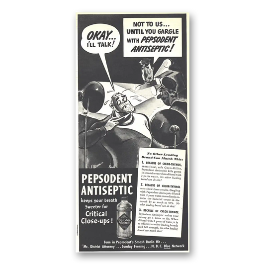 1939 Pepsodent Antiseptic Okay I'll Talk Vintage Magazine Print Ad